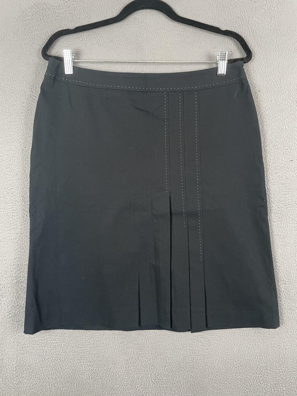 Whistles Skirt Womens 10 Black Straight Pencil Knee Length Pleated Lined Studded